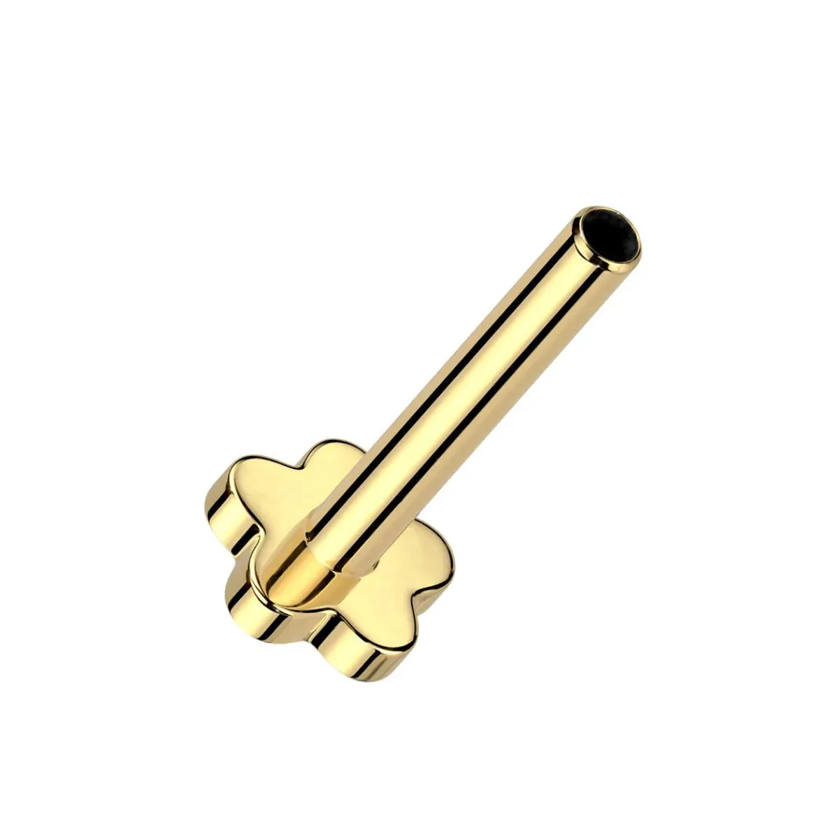 14K Gold Threadless Dagger with CZ Handle Earring with Titanium Backing