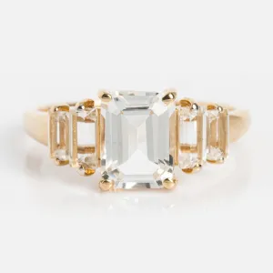 14k Graduated White Topaz Engagement Ring