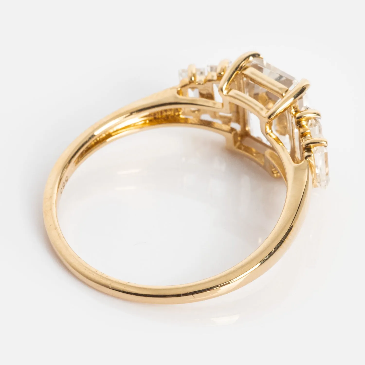 14k Graduated White Topaz Engagement Ring