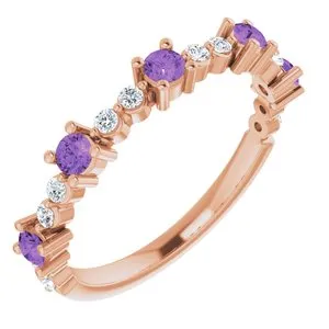 14K Rose Amethyst & 1/5 CTW Diamond Ring