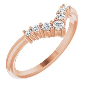 14K Rose Diamond Graduated "V" Ring