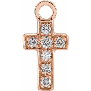 14K Rose Gold .025 CTW Natural Diamond Cross Dangle