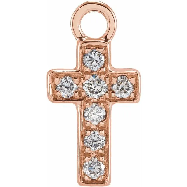 14K Rose Gold .025 CTW Natural Diamond Cross Dangle