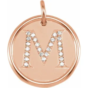 14K Rose Gold 1/8 CTW Natural Diamond Initial M Pendant