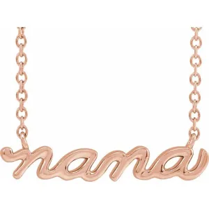 14K Rose Gold 19.57x4.61 mm Nana 18" Necklace