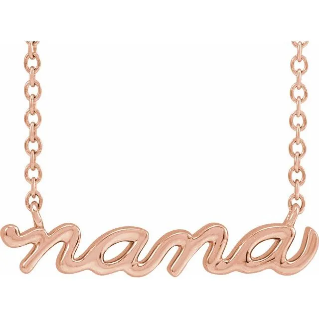 14K Rose Gold 19.57x4.61 mm Nana 18" Necklace