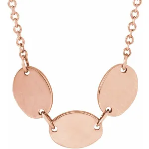 14K Rose Gold 3-Disc Engravable Family Disc 18" Necklace