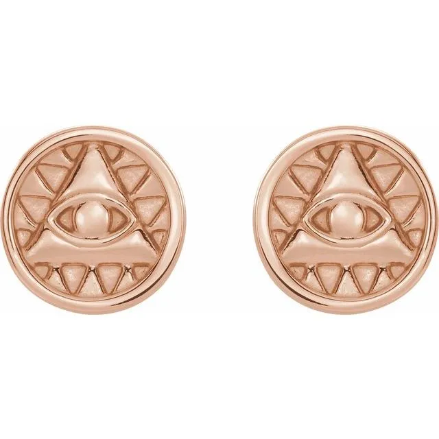 14K Rose Gold Eye of Providence Earrings