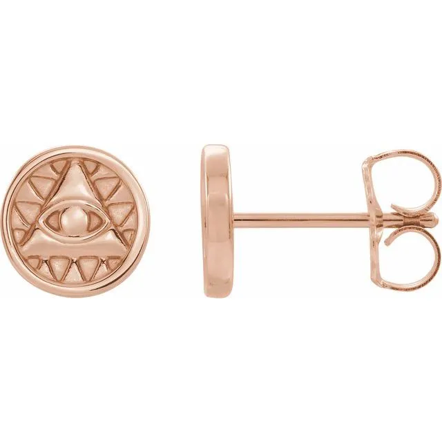 14K Rose Gold Eye of Providence Earrings