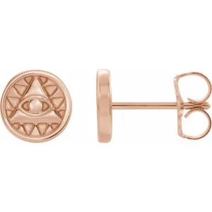14K Rose Gold Eye of Providence Earrings