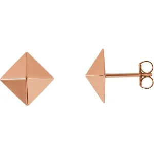 14K Rose Gold Pyramid Earrings