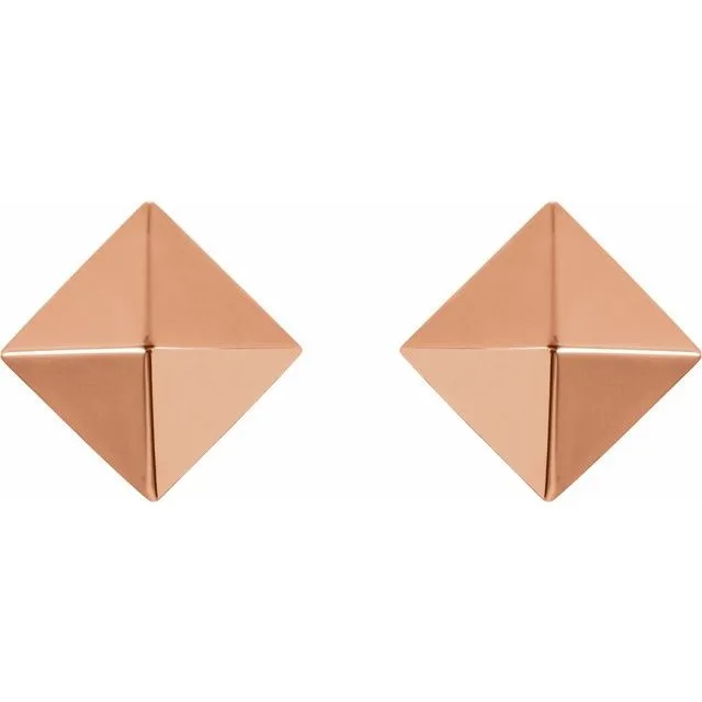 14K Rose Gold Pyramid Earrings