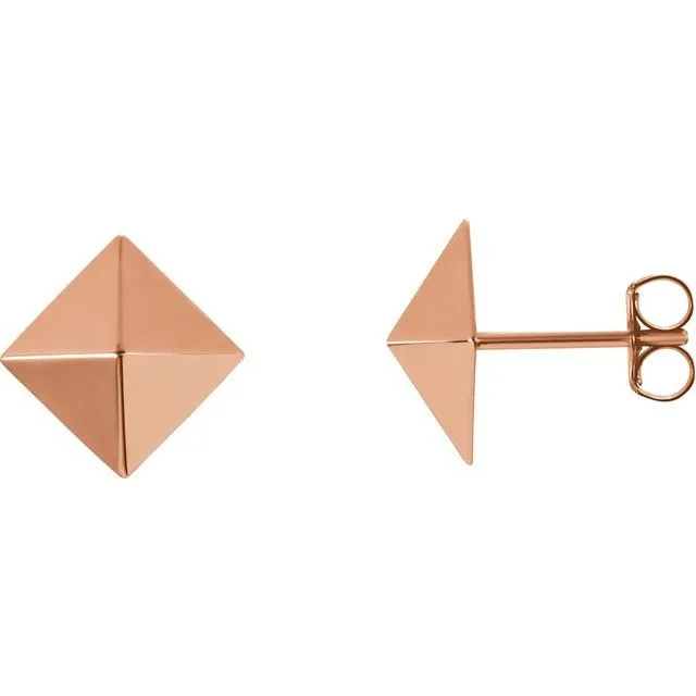 14K Rose Gold Pyramid Earrings