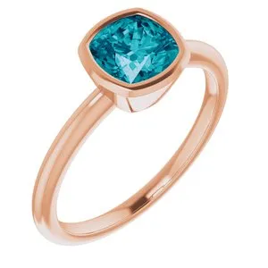 14K Rose London Blue Topaz Ring