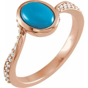 14K Rose Turquoise & 1/5 CTW Diamond Ring