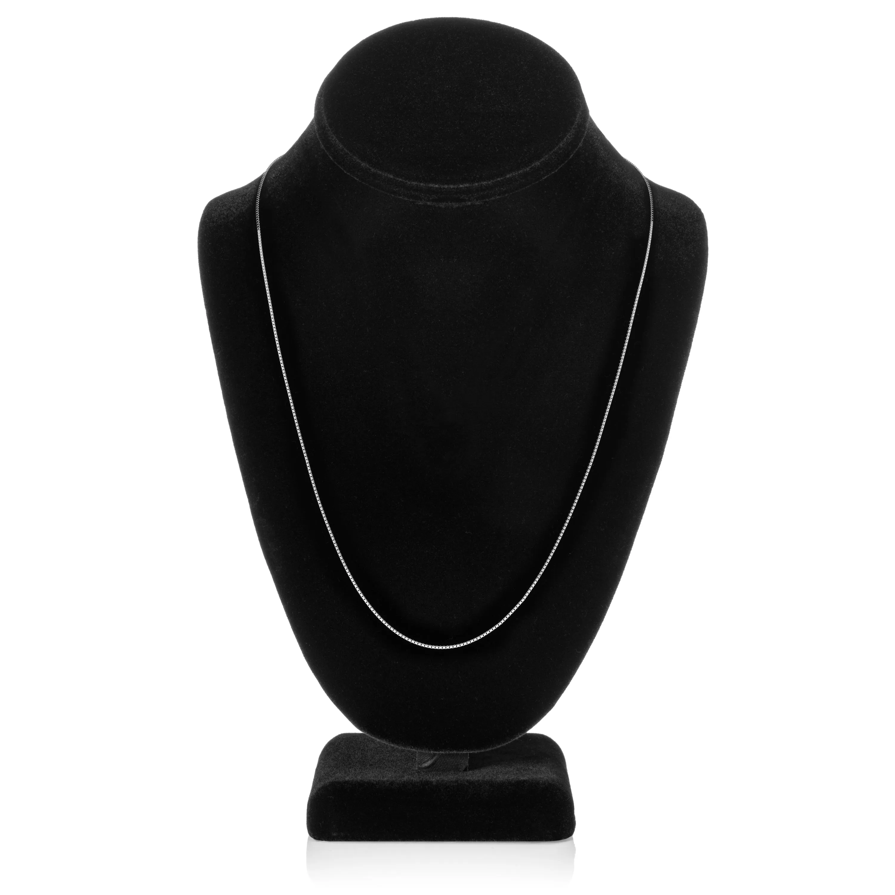 14K Solid White Gold Necklace | Box Link Chain | 22 Inch Length | 1.0mm Thick