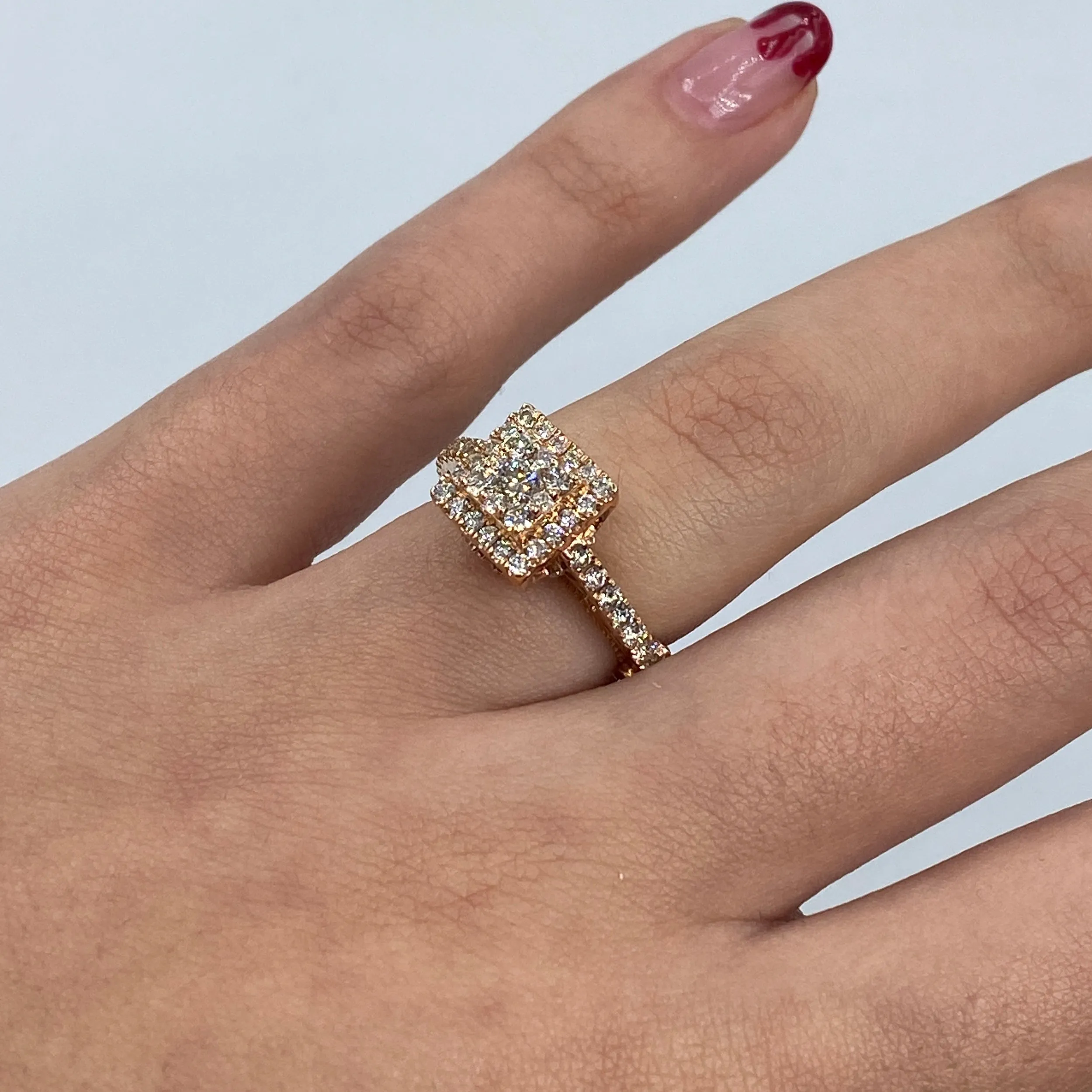 14K Square Diamond Engagement Ring