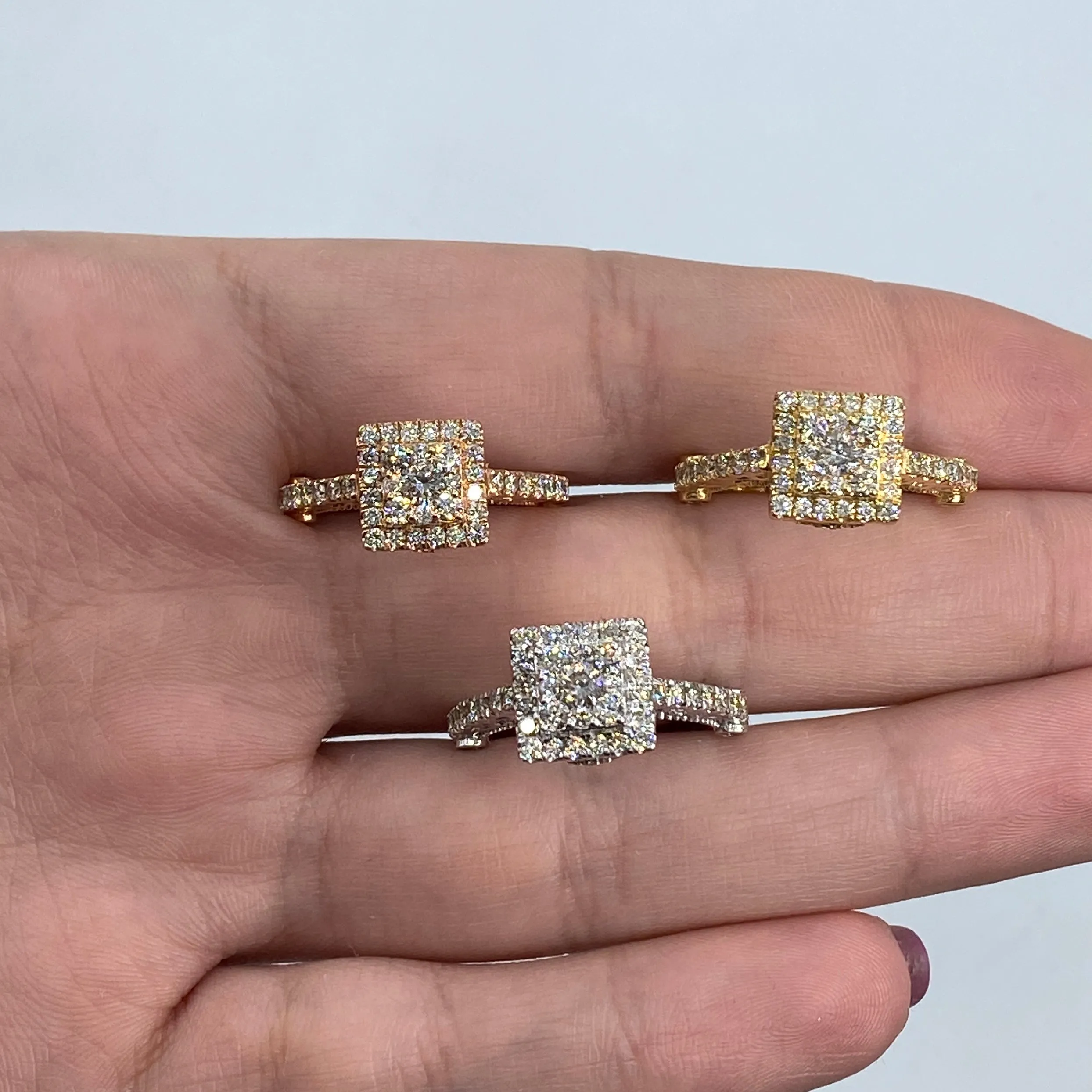 14K Square Diamond Engagement Ring