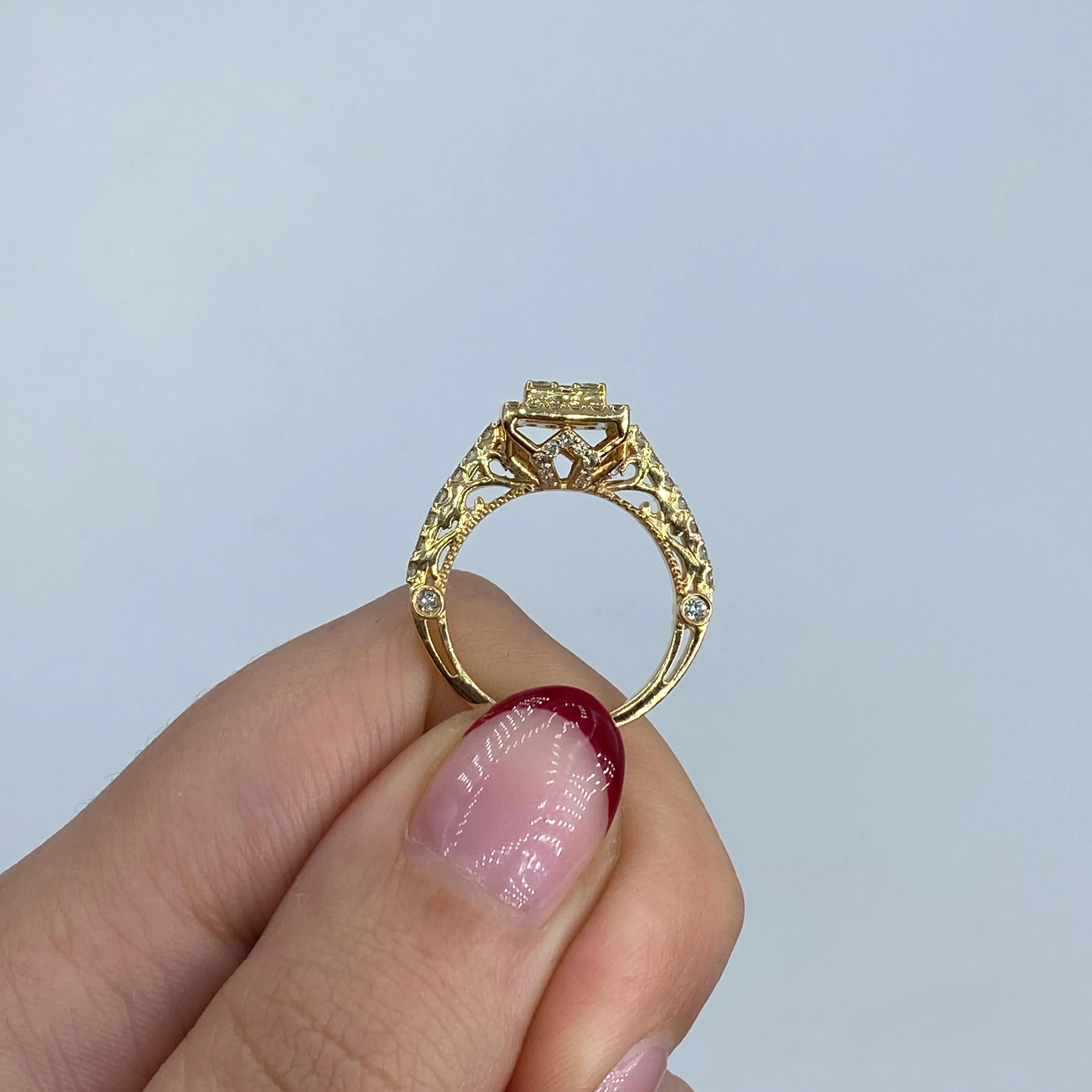 14K Square Diamond Engagement Ring