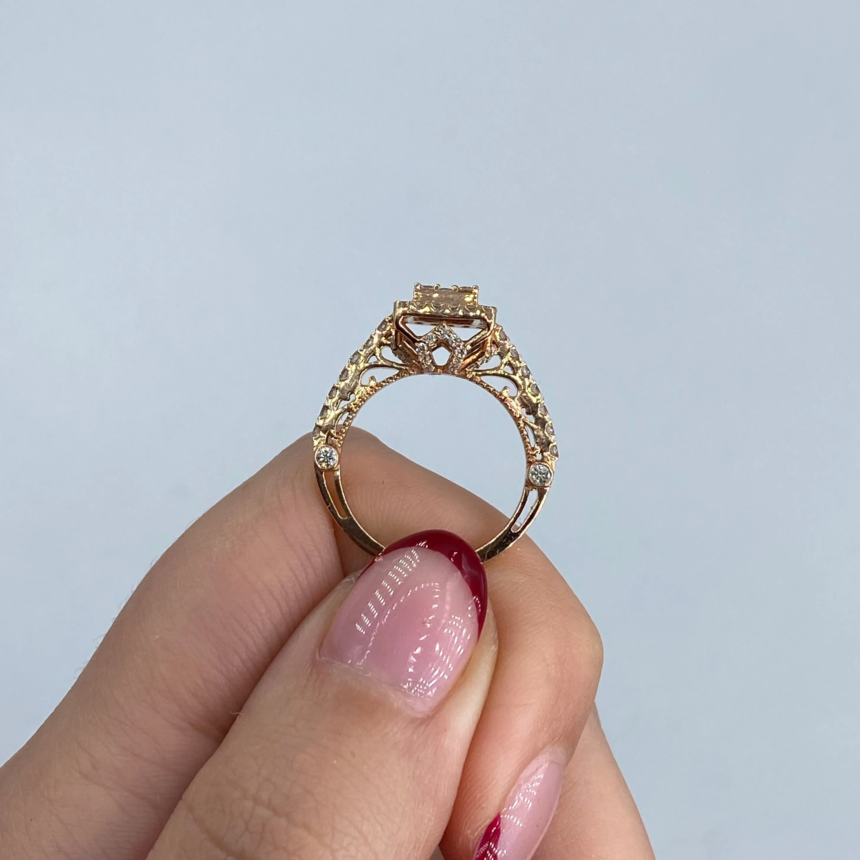 14K Square Diamond Engagement Ring