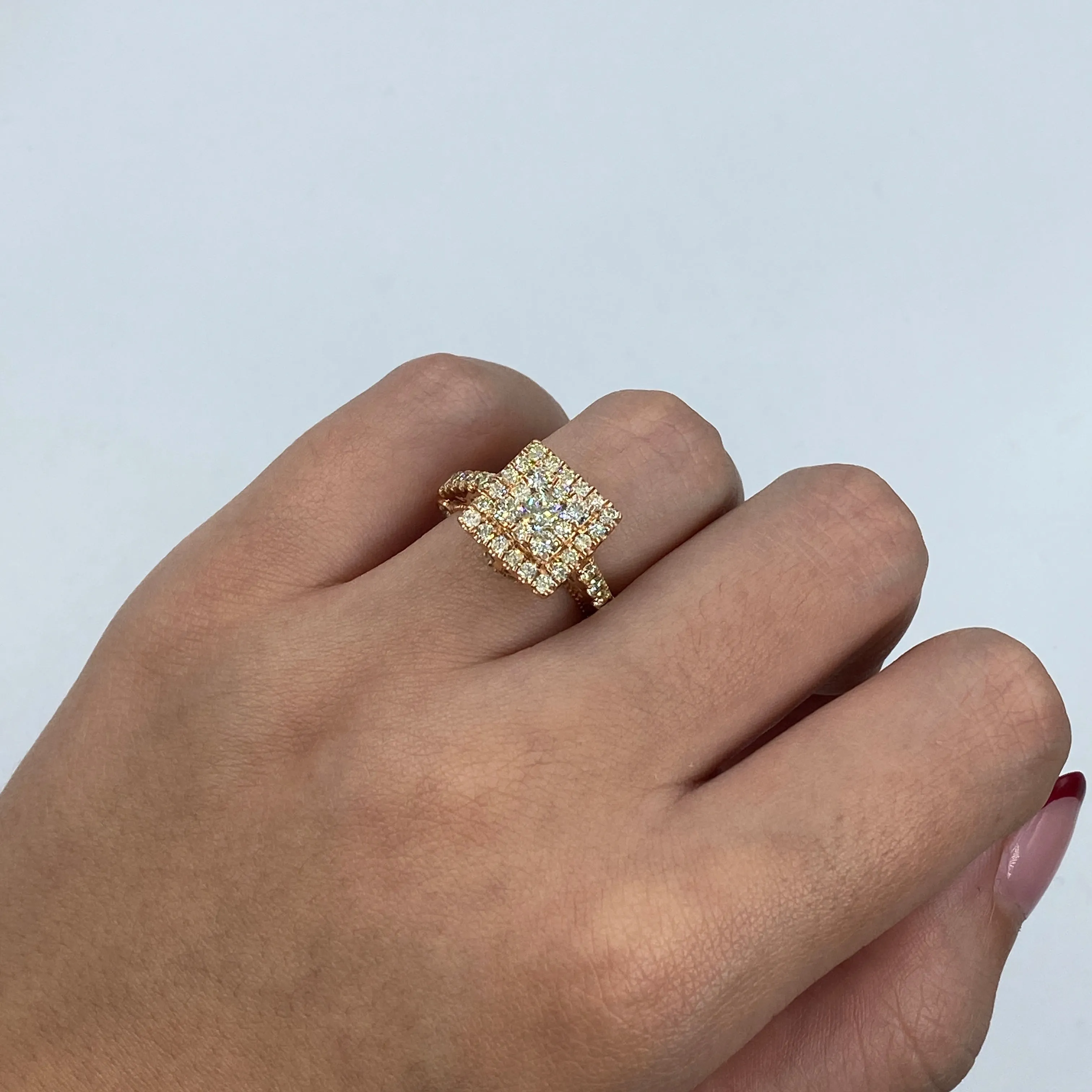 14K Square Diamond Engagement Ring