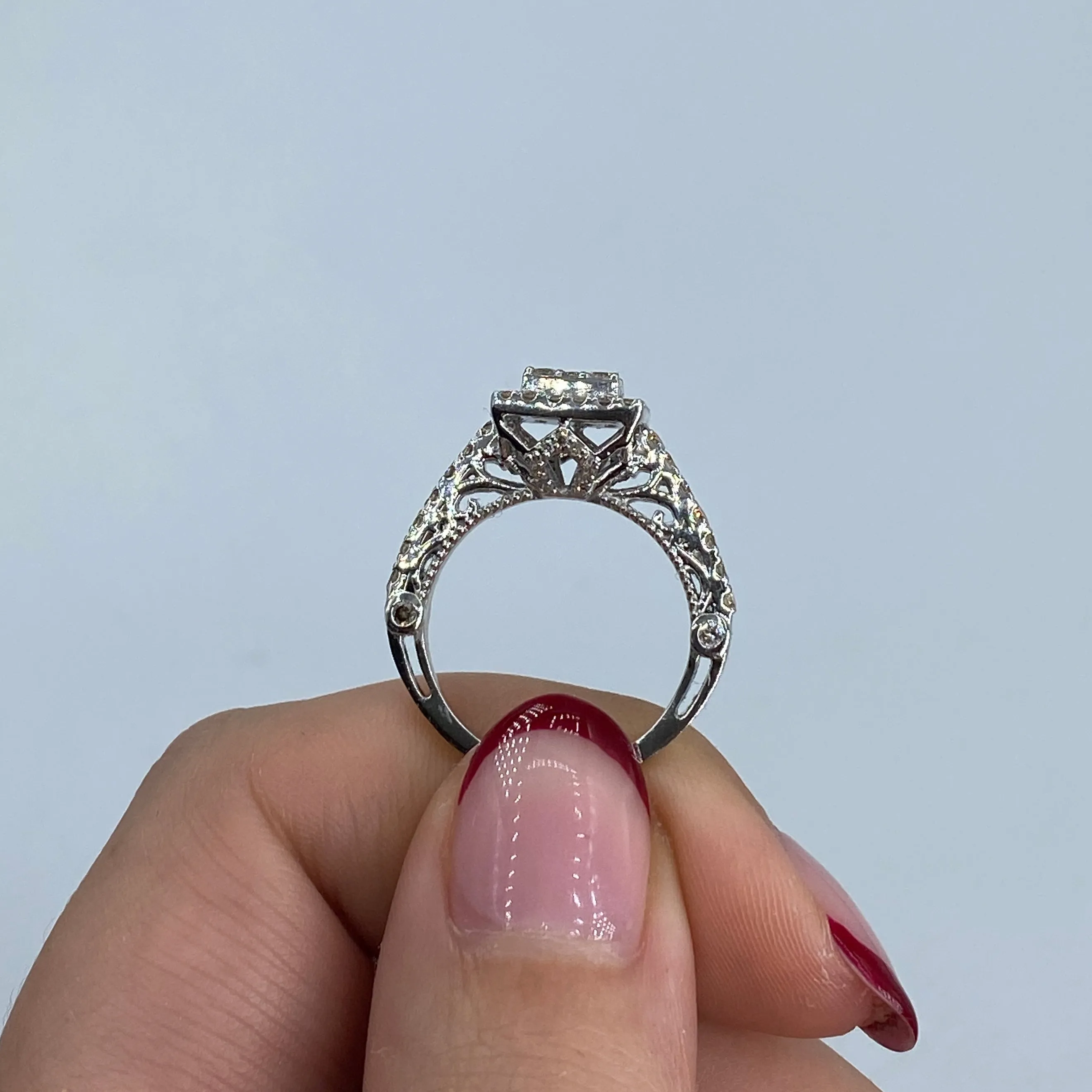 14K Square Diamond Engagement Ring