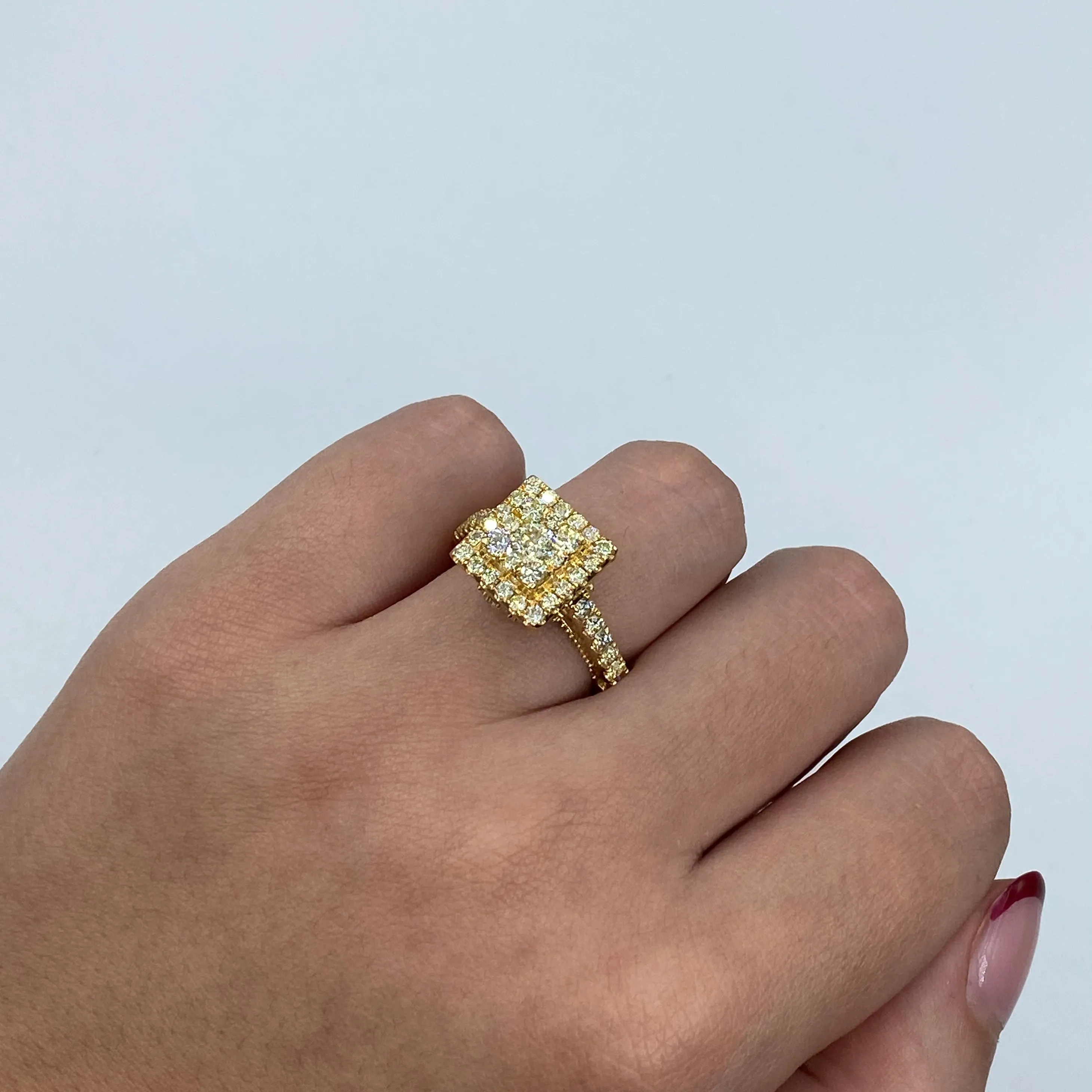 14K Square Diamond Engagement Ring