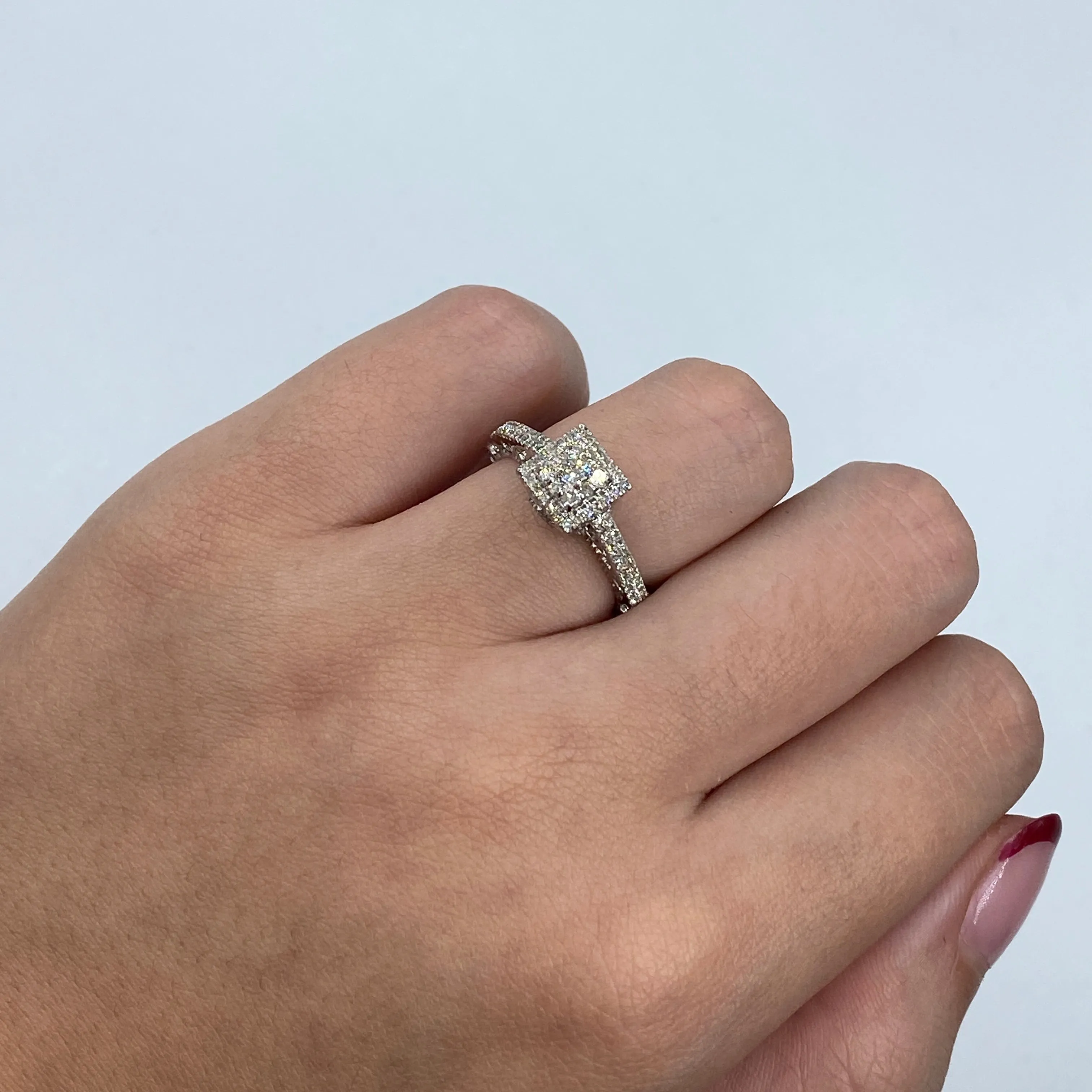 14K Square Diamond Engagement Ring