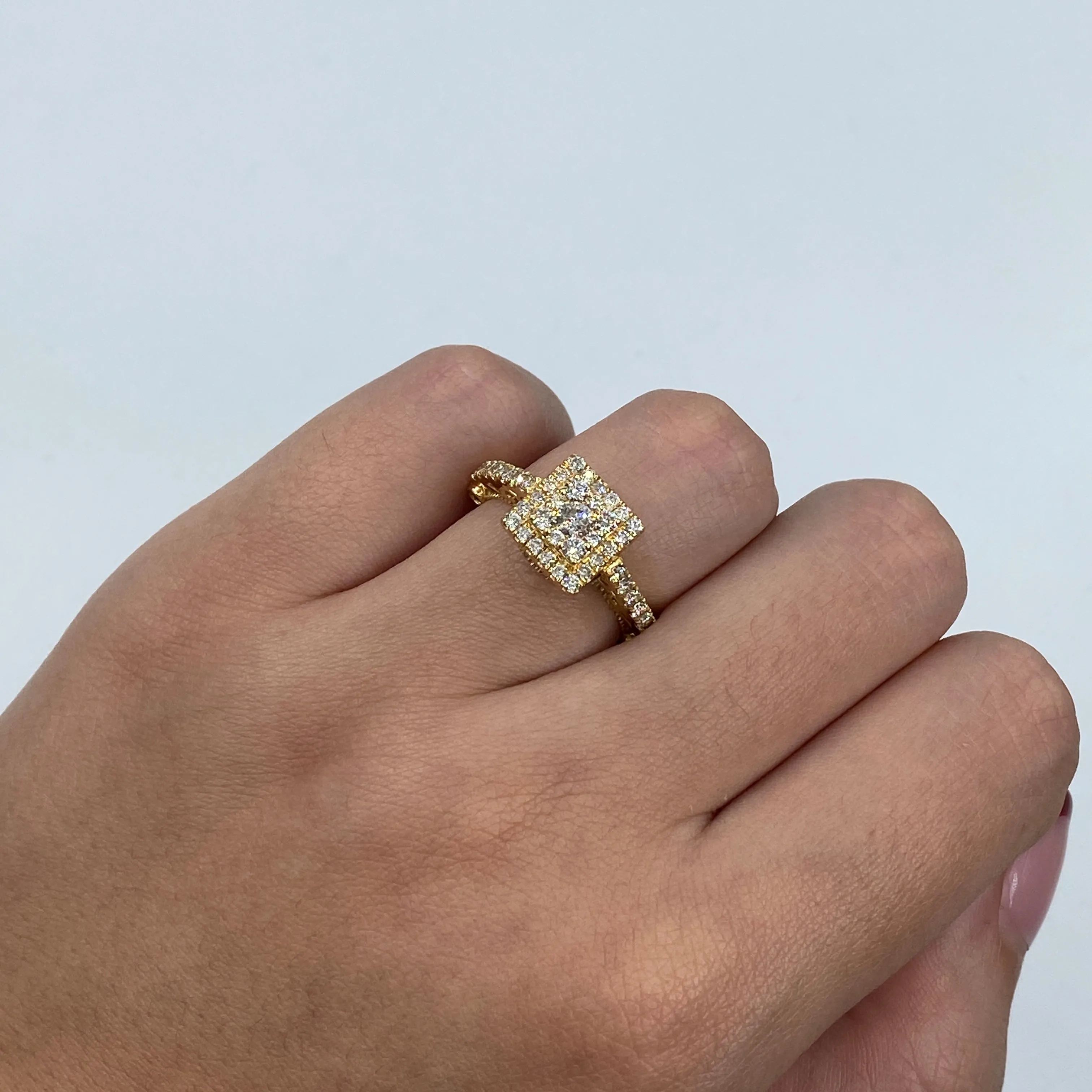 14K Square Diamond Engagement Ring