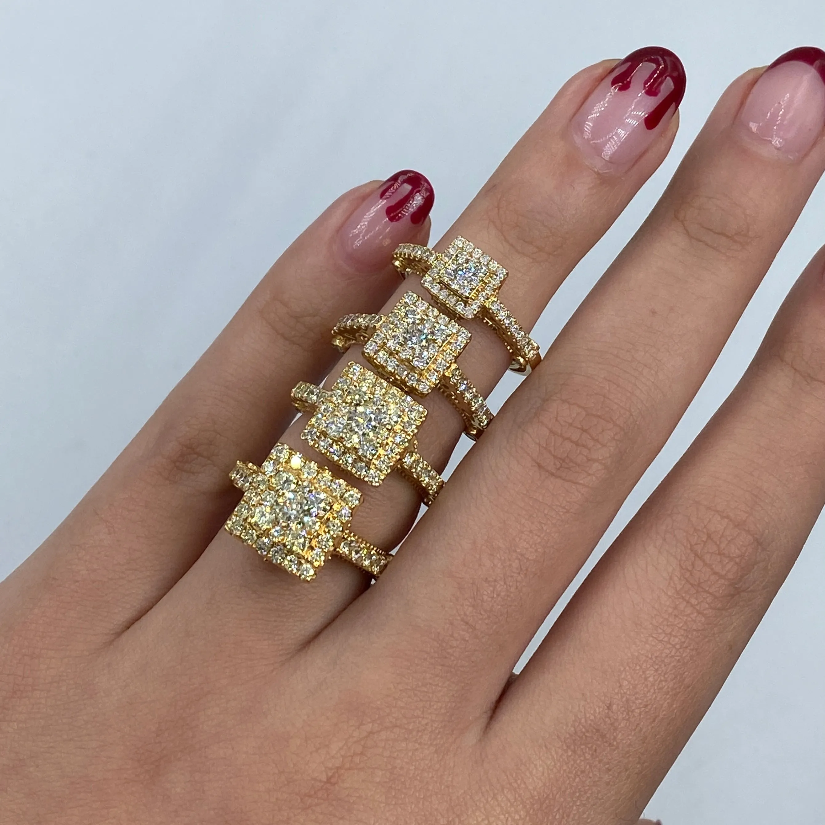 14K Square Diamond Engagement Ring