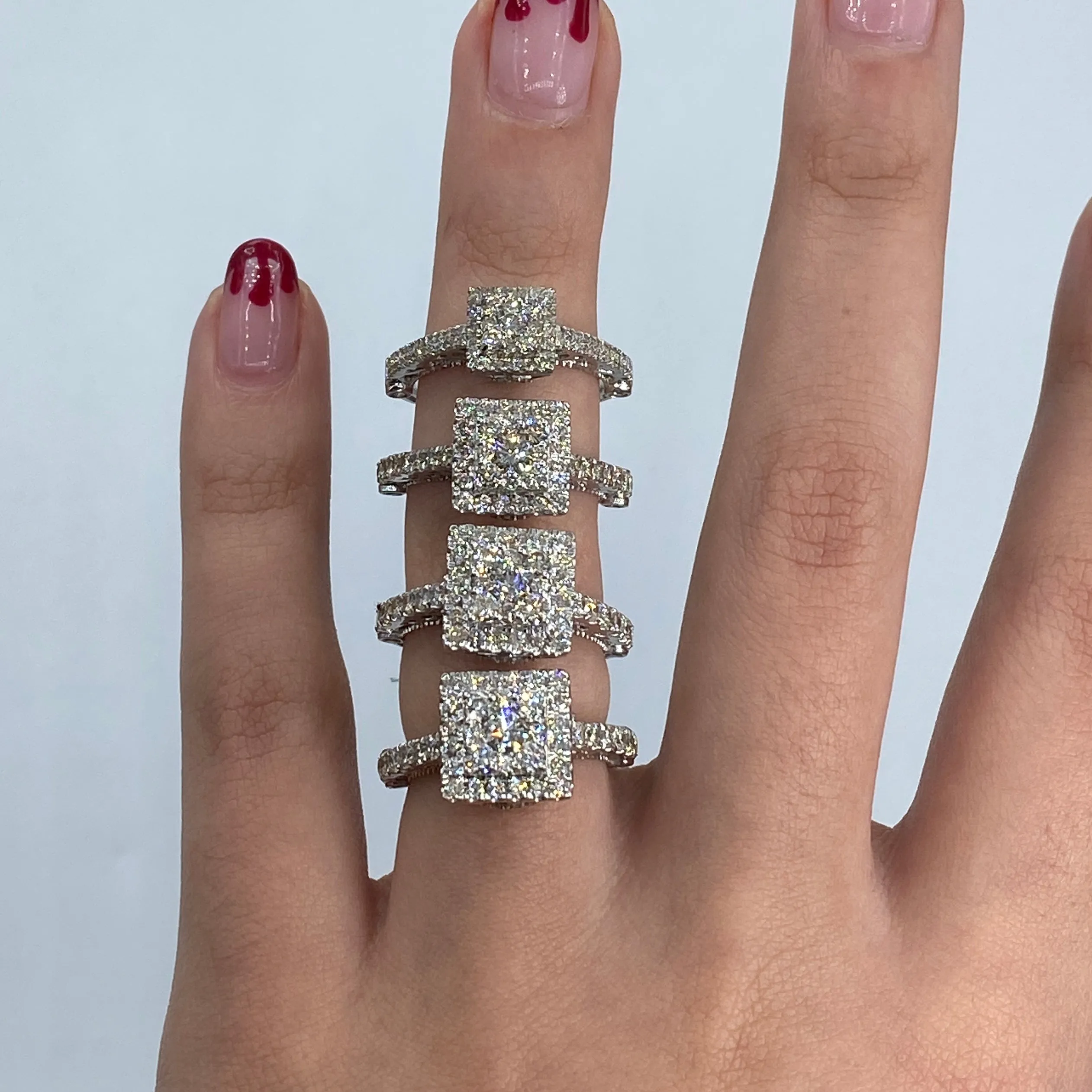 14K Square Diamond Engagement Ring