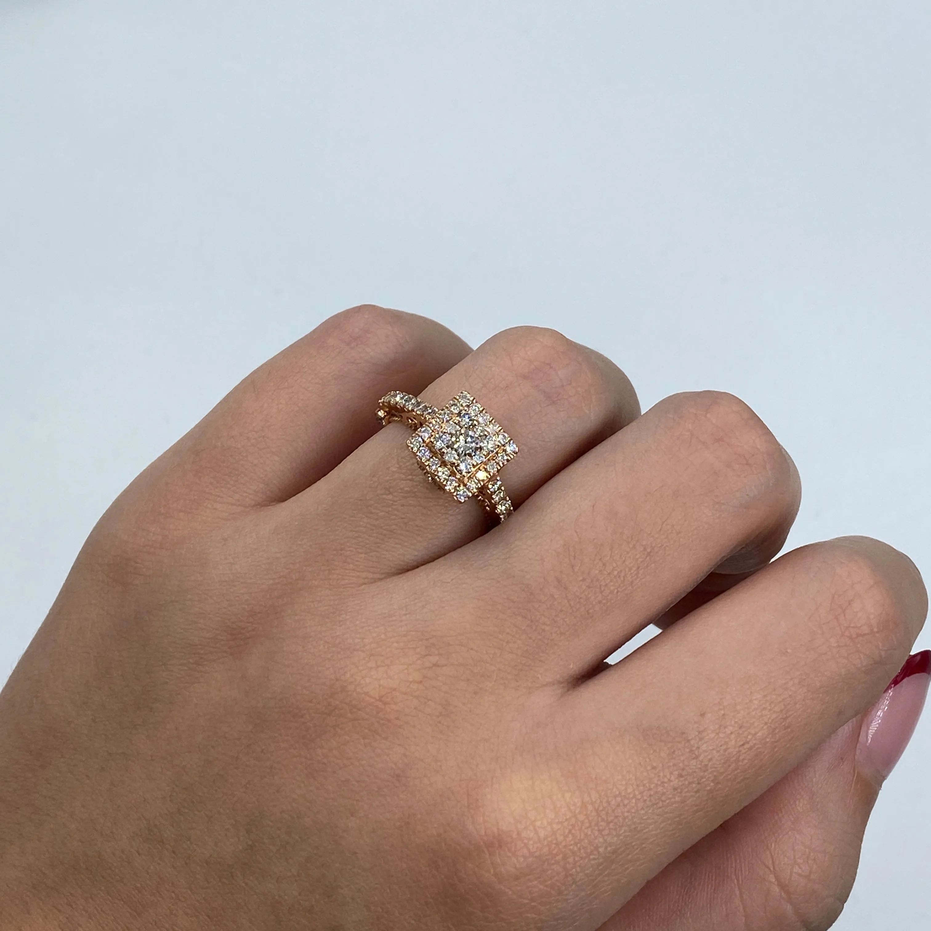 14K Square Diamond Engagement Ring