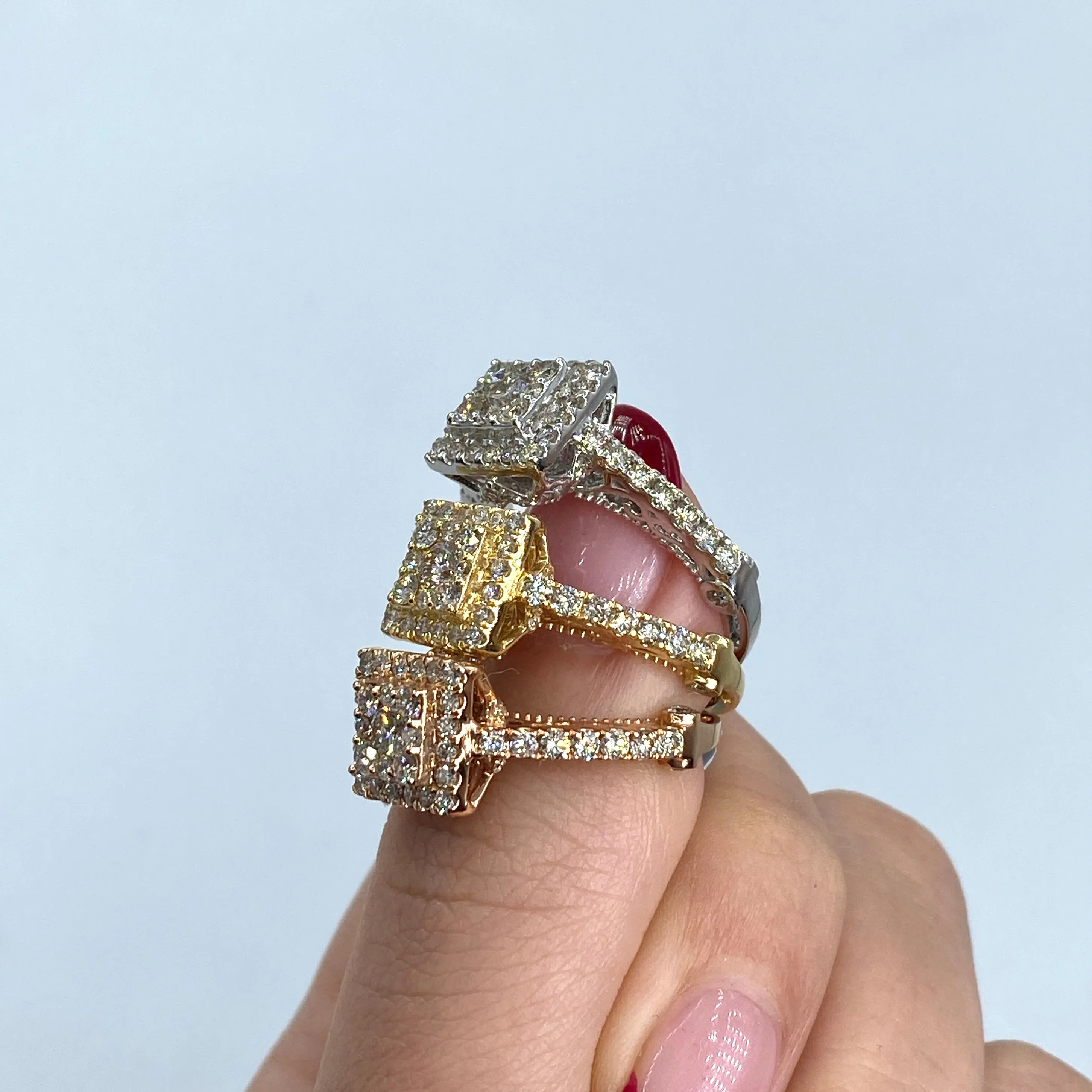 14K Square Diamond Engagement Ring