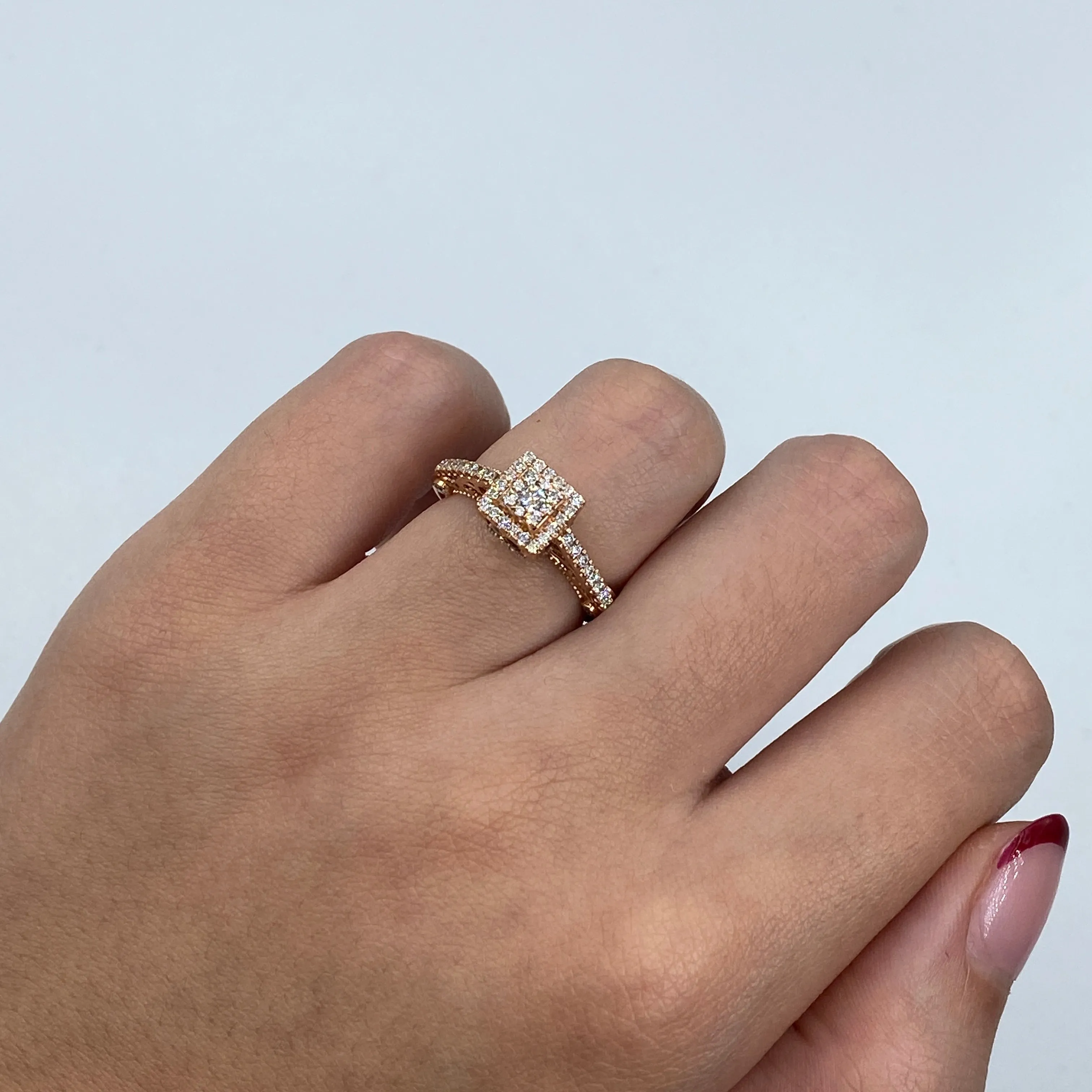 14K Square Diamond Engagement Ring