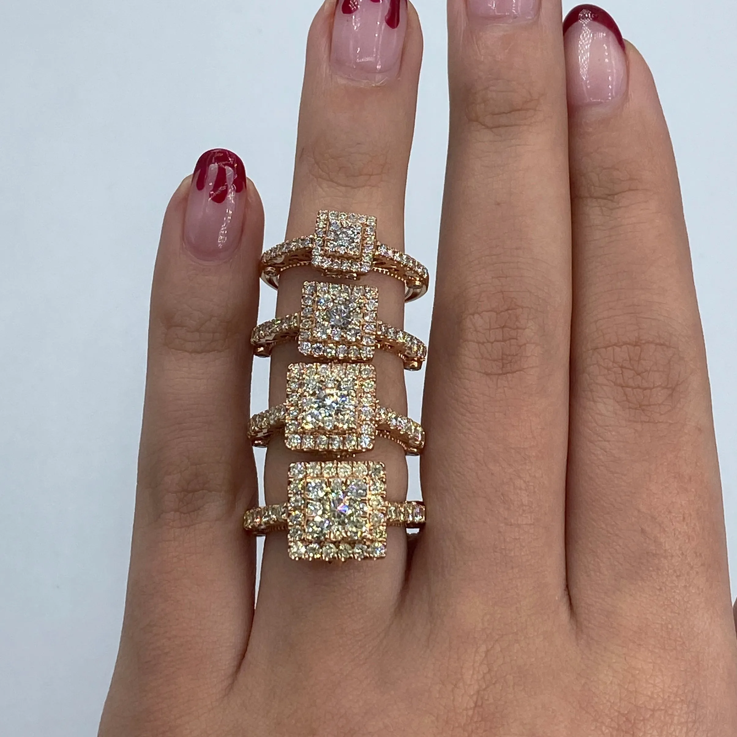 14K Square Diamond Engagement Ring