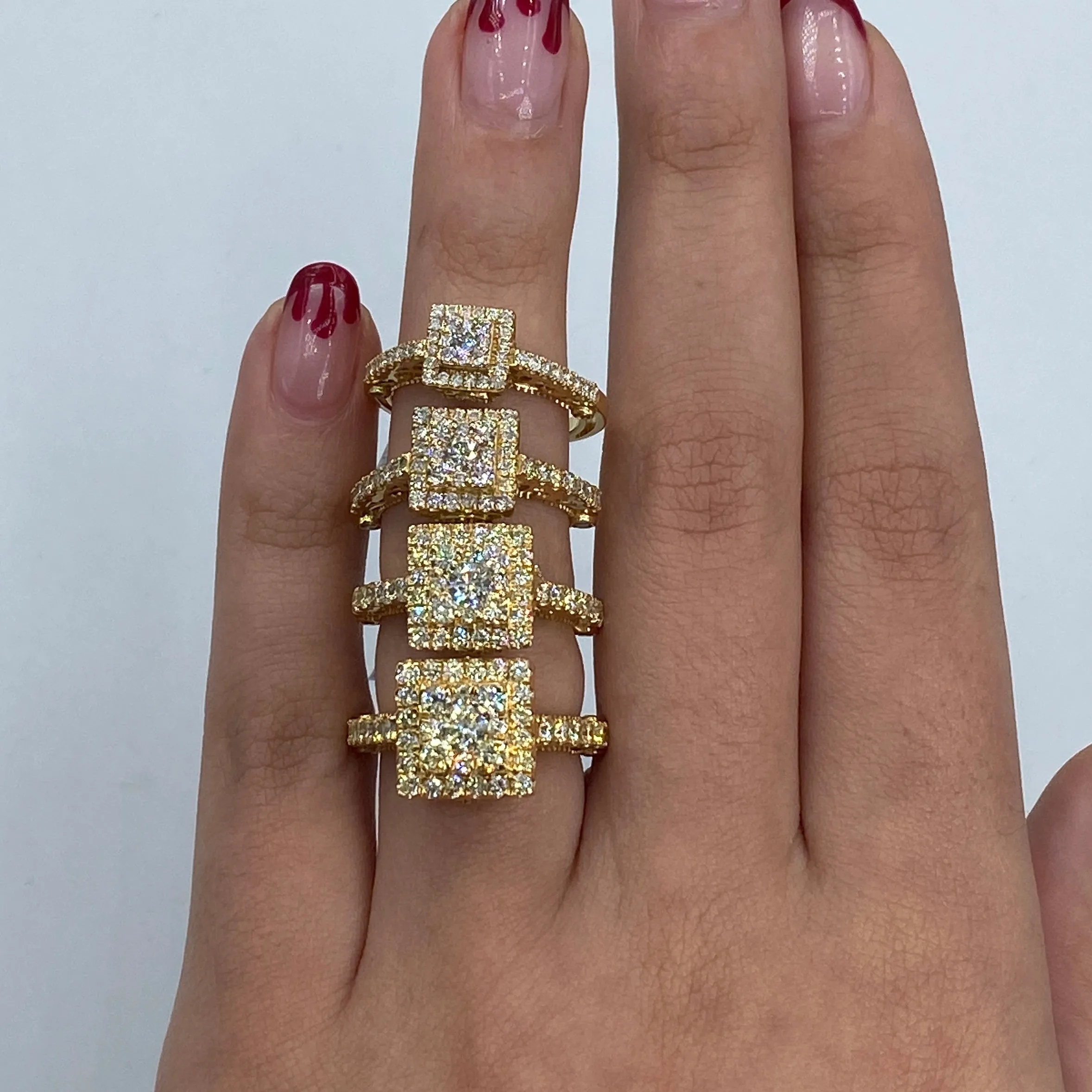 14K Square Diamond Engagement Ring