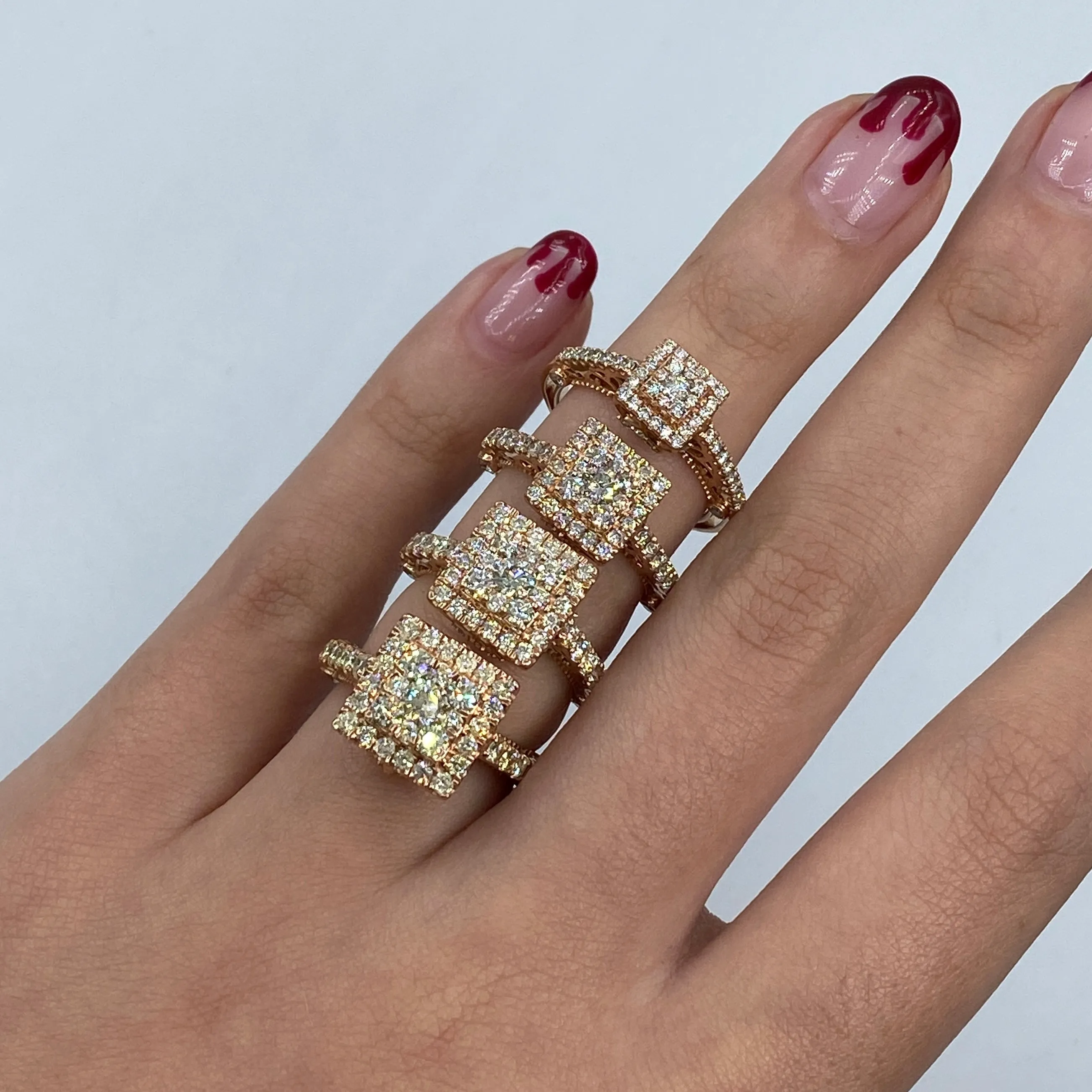 14K Square Diamond Engagement Ring