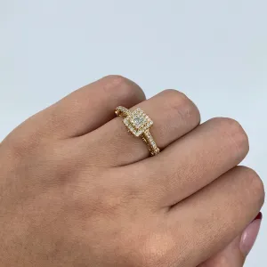 14K Square Diamond Engagement Ring