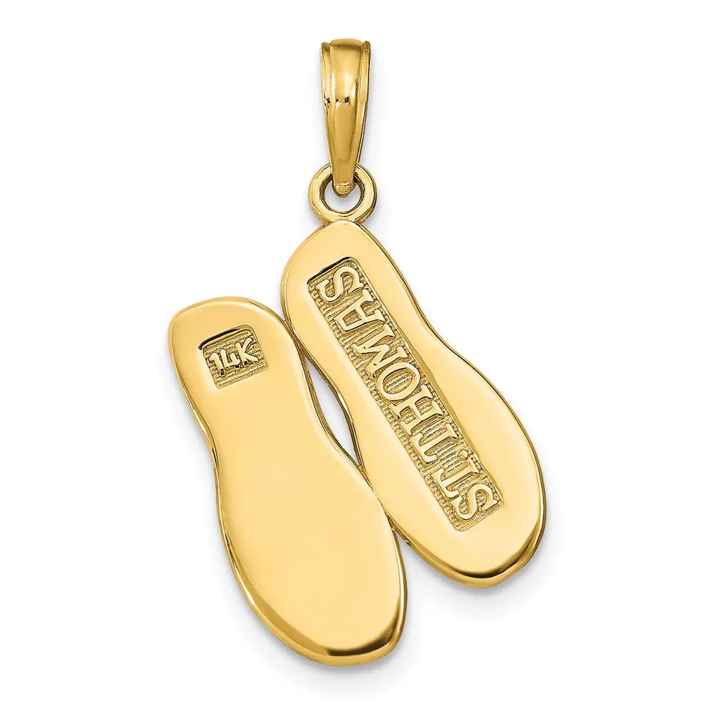 14K ST. THOMAS Reversible Flip Flops Pendant