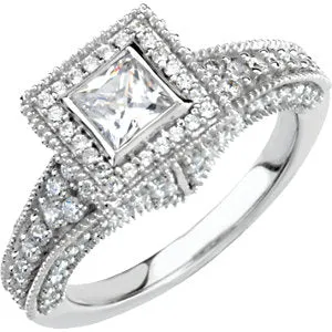 14K White 1 1/5 CTW Diamond Engagement Ring