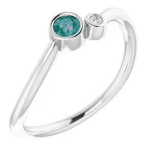 14K White Alexandrite & .02 CTW Diamond Two-Stone Ring