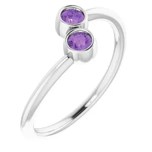 14K White Amethyst Two-Stone Ring