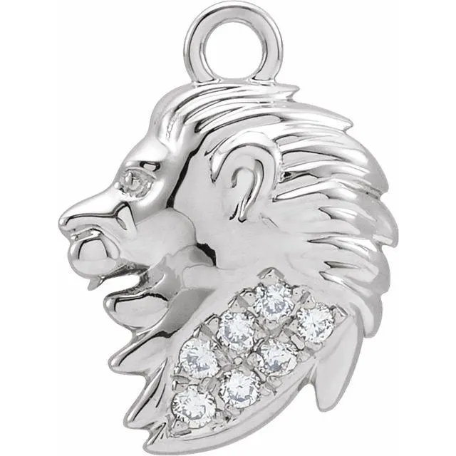14K White Gold .03 CTW Natural Diamond Leo Dangle