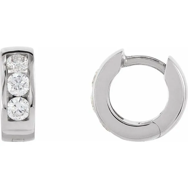 14K White Gold 10 mm 1/3 CTW Natural Diamond Hinged Hoop Earrings