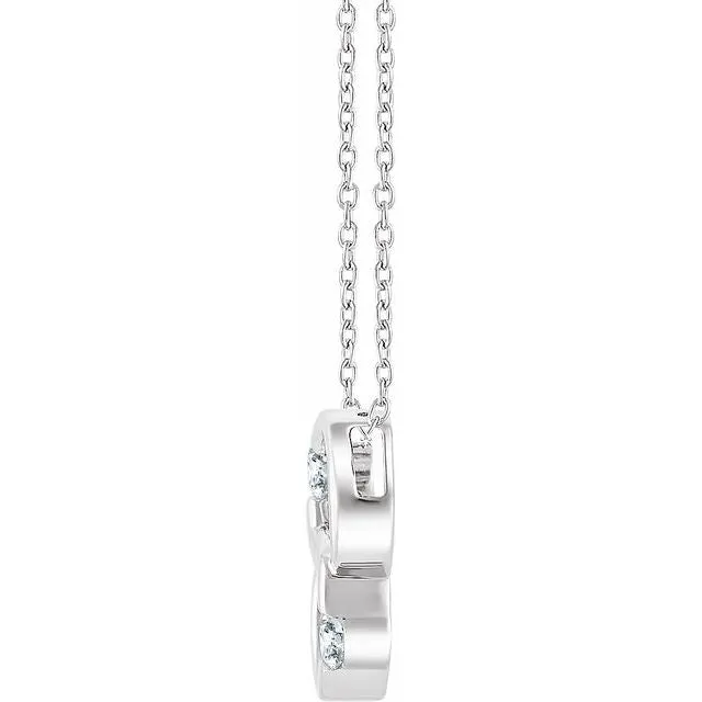 14K White Gold 1/10 CTW Natural Diamond Two-Stone Interlocking Circle 18" Necklace