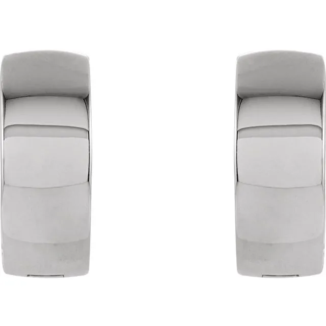 14K White Gold 14 mm Hinged Hoop Earrings