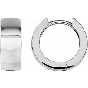 14K White Gold 14 mm Hinged Hoop Earrings