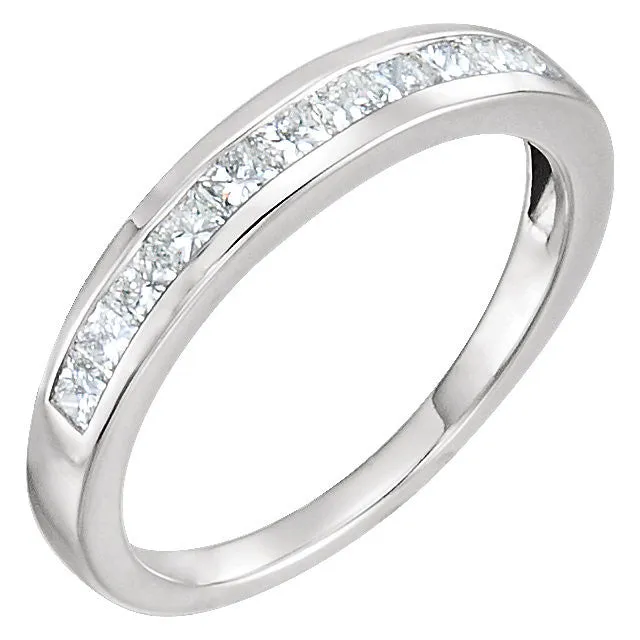 14k White Gold 1.75mm Square 3/4 CTW Diamond Channel Set Band , Size 7