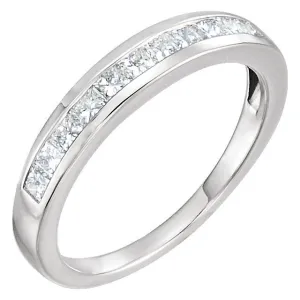 14k White Gold 1.75mm Square 3/4 CTW Diamond Channel Set Band , Size 7