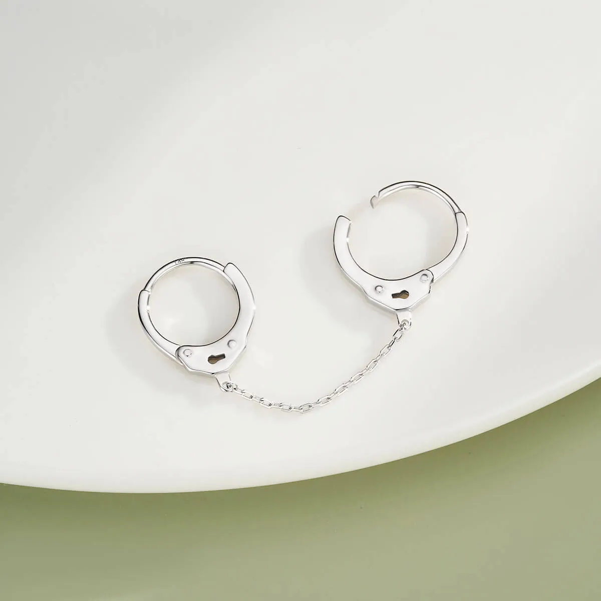 14K White Gold 20G Handcuffs Cartilage Earring Jewelry